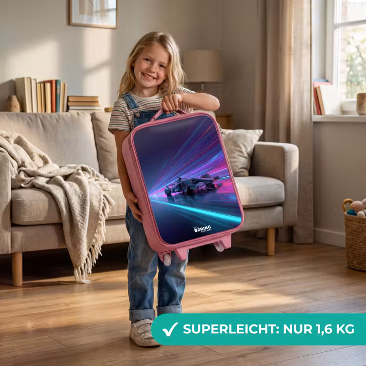 Neon - Raceauto - Lichtstrepen - Paars Kinderkoffer - Roze klein -sfeer2_DE