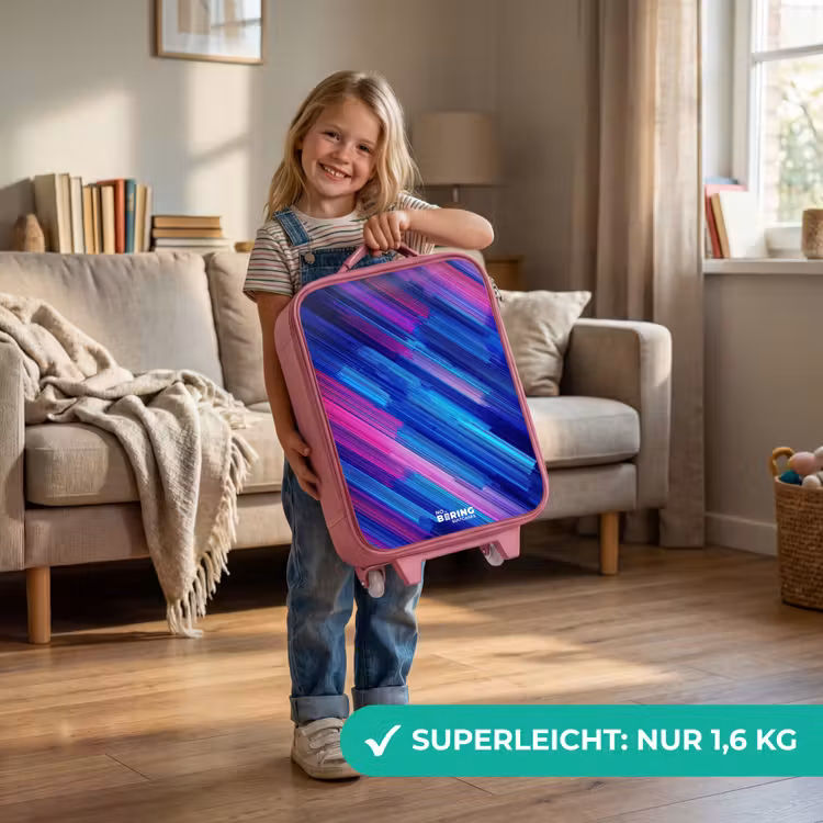 Neon - Strepen - Abstract - Blauw - Roze Kinderkoffer - Roze klein -sfeer2_DE