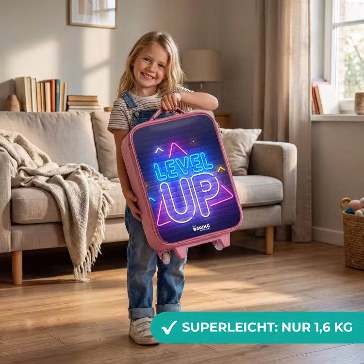 Neonletters op een bakstenen muur Kinderkoffer - Roze klein -sfeer2_DE