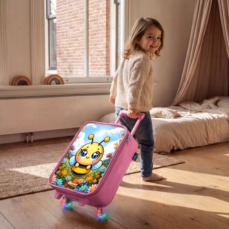 Schattige bij tussen de bloemen Kinderkoffer - Roze klein -sfeer1