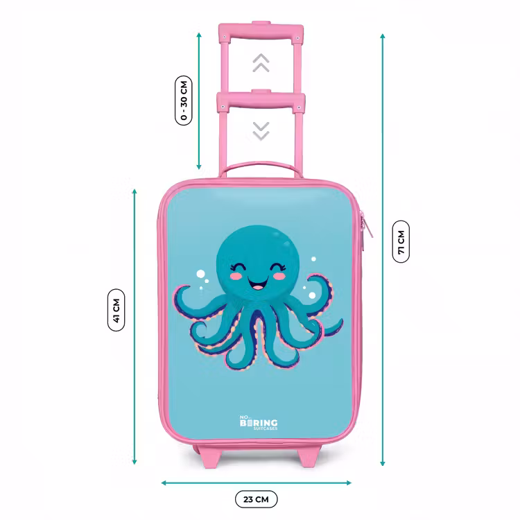 Octopus - Water - Blauw Kinderkoffer - Roze klein -productfoto_formaten