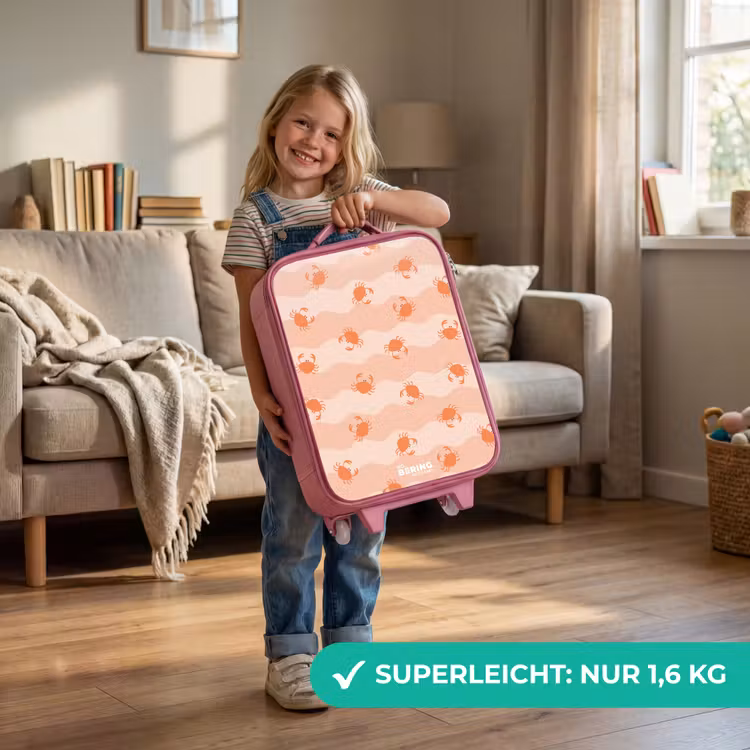 Oranje krabben op golvende achtergrond Kinderkoffer - Roze klein -sfeer2_DE