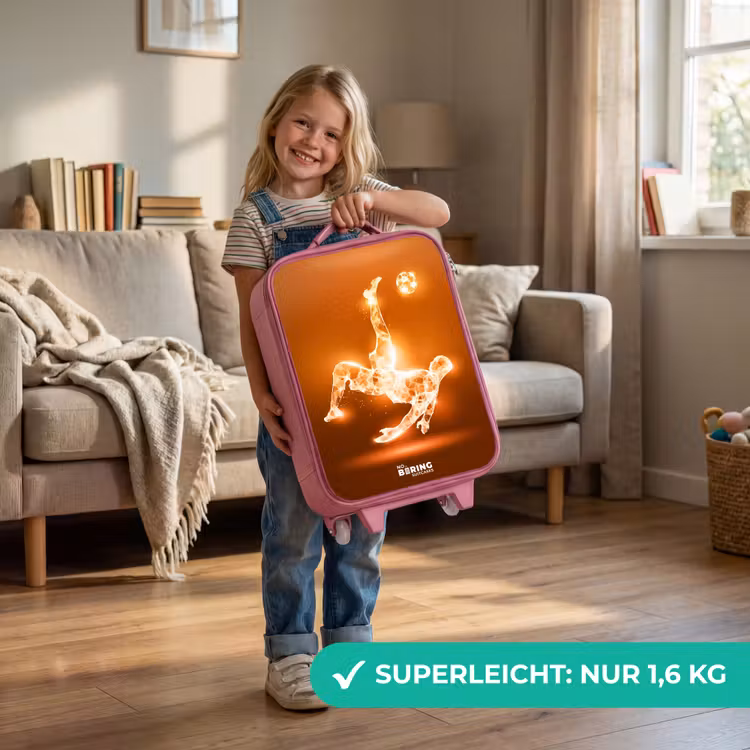 Oranje lichtvoetballer in zweefmoment Kinderkoffer - Roze klein -sfeer2_DE