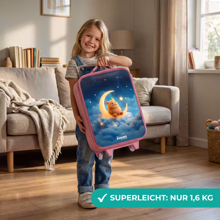 Oranje monster op maansikkel Kinderkoffer - Roze klein -sfeer2_DE