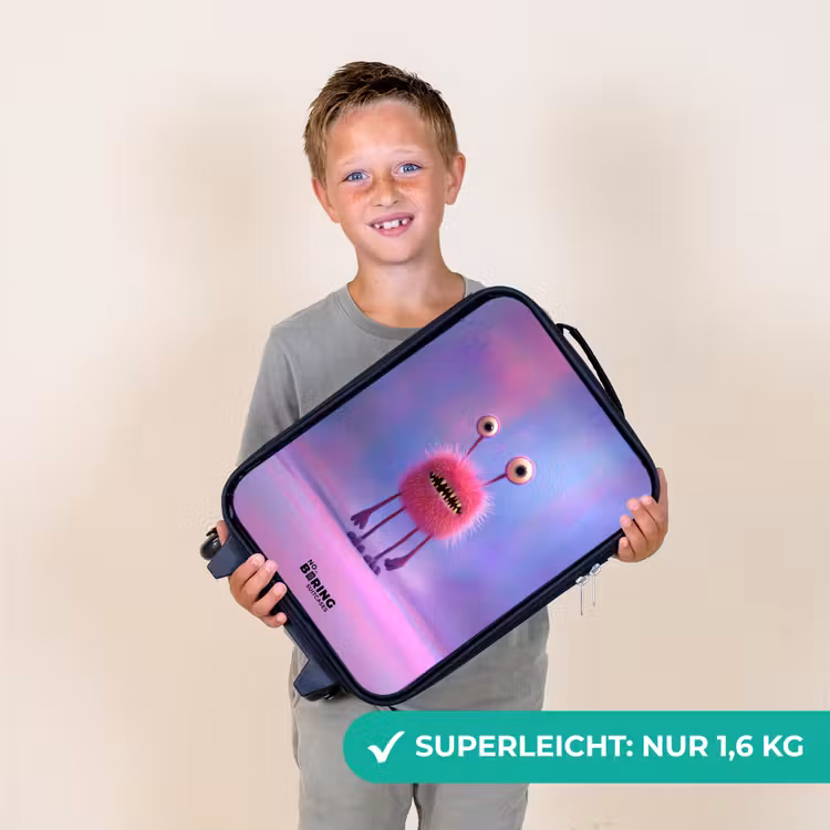 Roze harig monster met grote ogen Kinderkoffer - Zwart klein -sfeer4_DE