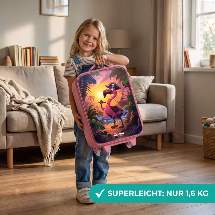 Piraten flamingo op een tropisch pad Kinderkoffer - Roze klein -sfeer2_DE