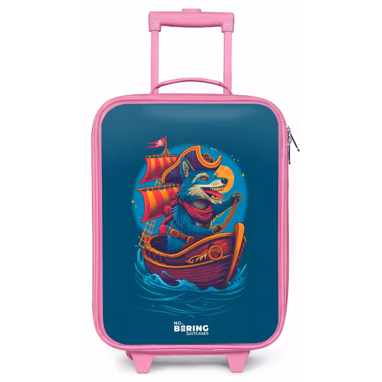 Piraten wasbeer op een boot Kinderkoffer - Roze klein -zz3dotto