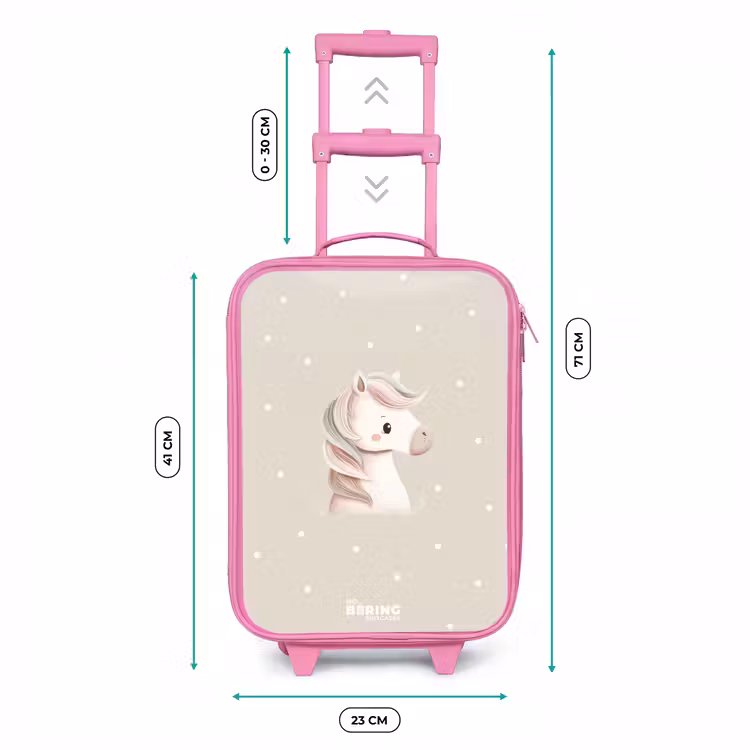 Pony omringd door stippen in beige kleuren Kinderkoffer - Roze klein -productfoto_formaten