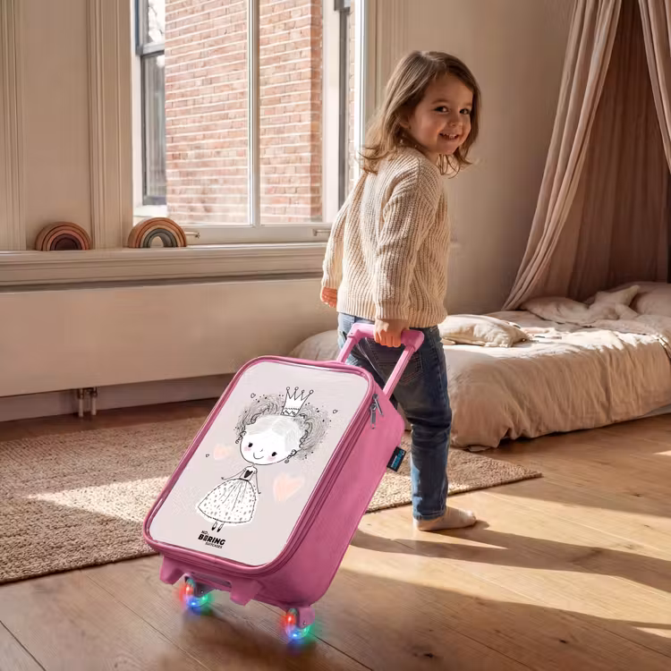 Prinses met krulletjes Kinderkoffer - Roze klein -sfeer1