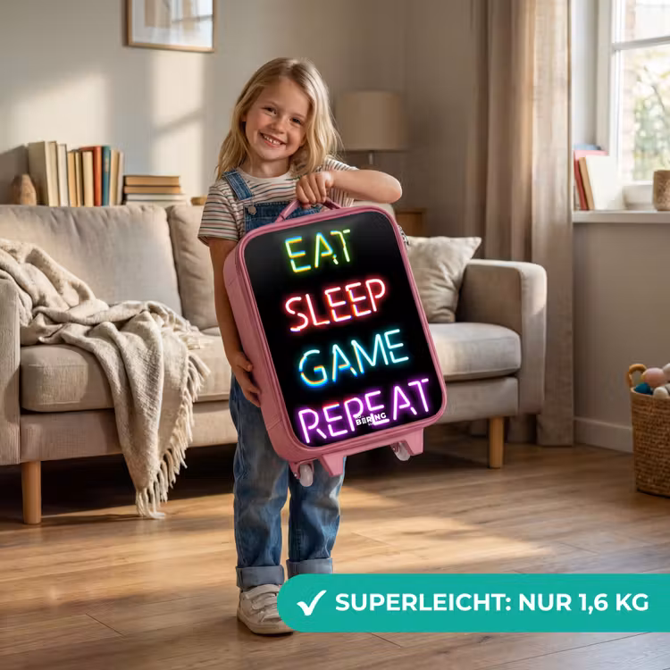 Qoute met neon lichten Kinderkoffer - Roze klein -sfeer2_DE