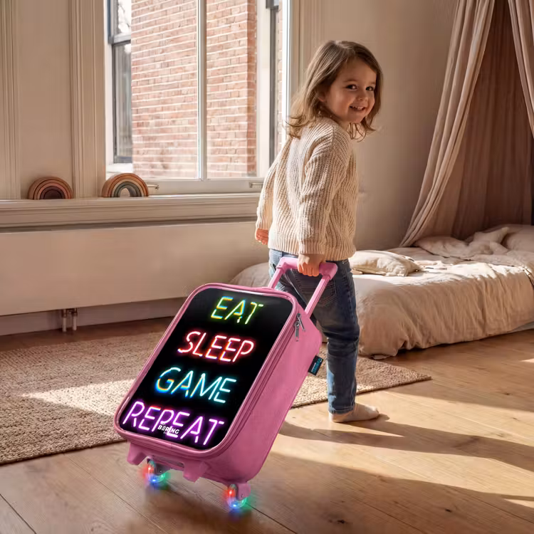 Qoute met neon lichten Kinderkoffer - Roze klein -sfeer1