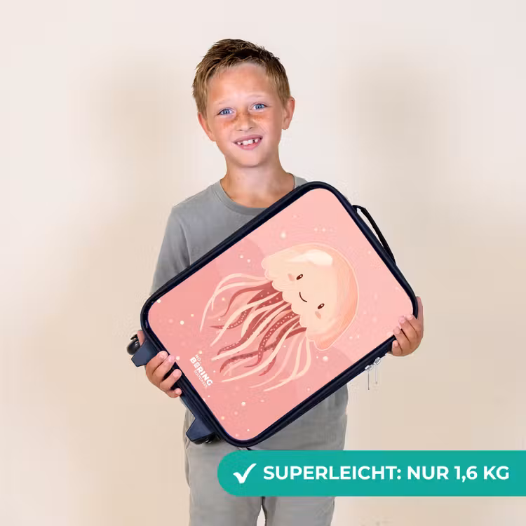 Roze kwal met gezicht Kinderkoffer - Zwart klein -sfeer4_DE