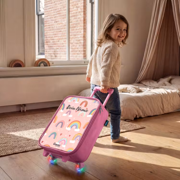 Regenbogen op een roze achtergrond Kinderkoffer - Roze klein -sfeer1