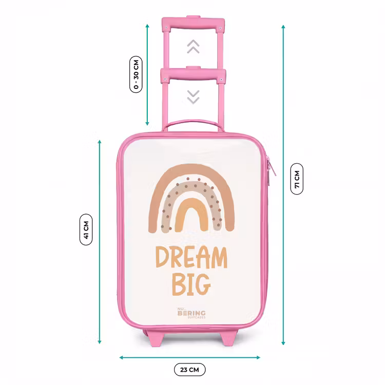 Regenboog met de quote 'Dream Big' Kinderkoffer - Roze klein -productfoto_formaten