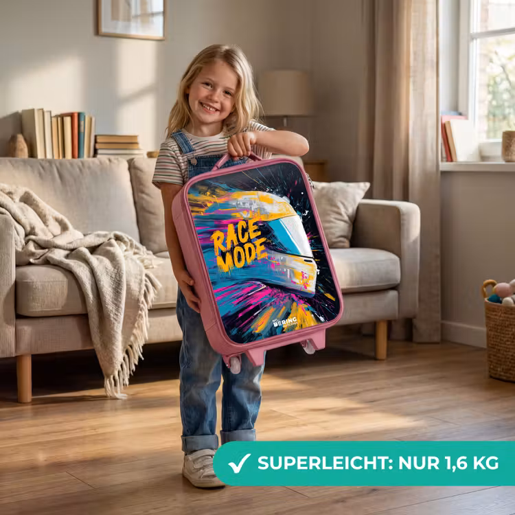Racehelm - Verfspatten - Penseelstreken - Race mode Kinderkoffer - Roze klein -sfeer2_DE