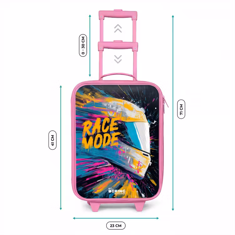 Racehelm - Verfspatten - Penseelstreken - Race mode Kinderkoffer - Roze klein -productfoto_formaten
