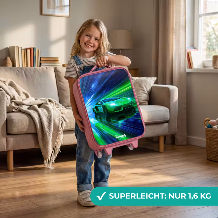 Raceauto - Felgroen - Lichtstralen - Snelheid Kinderkoffer - Roze klein -sfeer2_DE