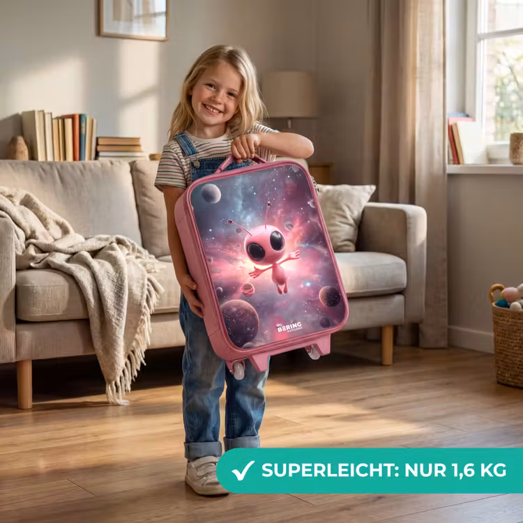 Roze Alien in Sterrennevel Kinderkoffer - Roze klein -sfeer2_DE