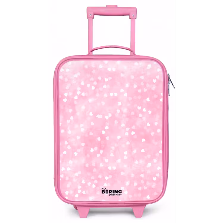 Roze glitter hartjes Kinderkoffer - Roze klein -zz3dotto