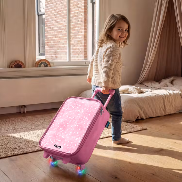 Roze glitter hartjes Kinderkoffer - Roze klein -sfeer1