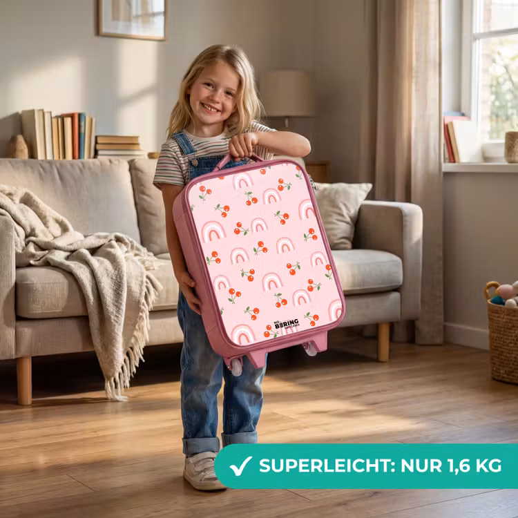 Roze met regenboog en kersen patroon Kinderkoffer - Roze klein -sfeer2_DE