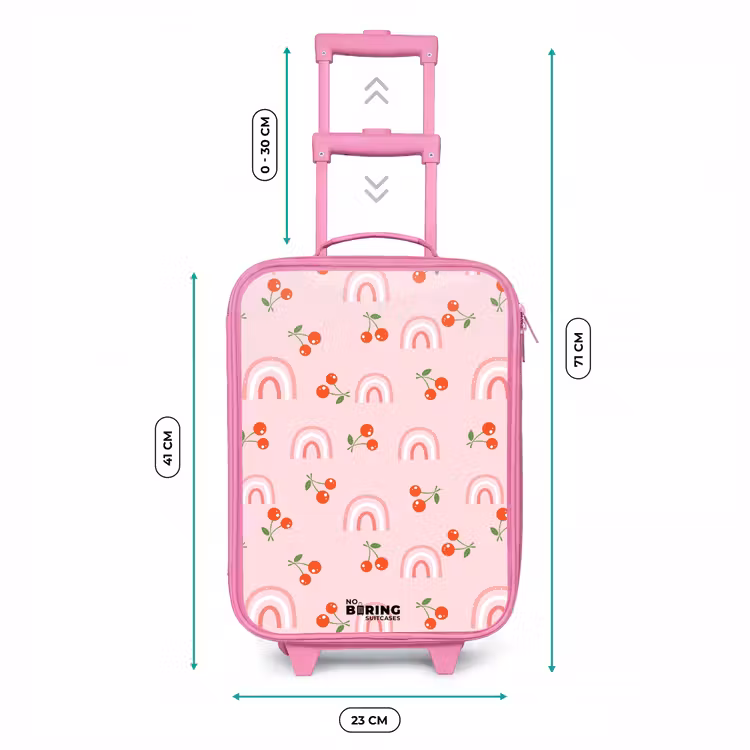 Roze met regenboog en kersen patroon Kinderkoffer - Roze klein -productfoto_formaten