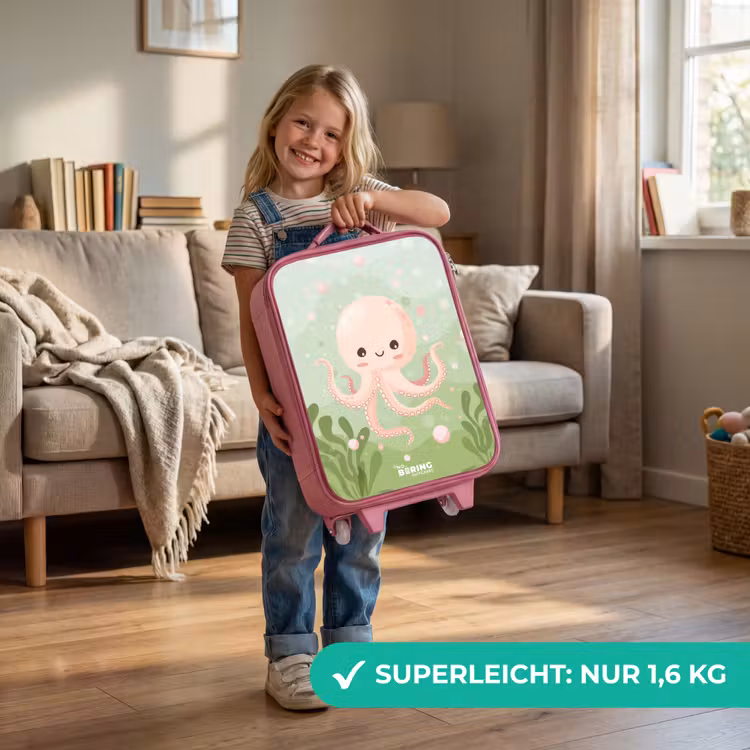 Roze octopus met een lach Kinderkoffer - Roze klein -sfeer2_DE