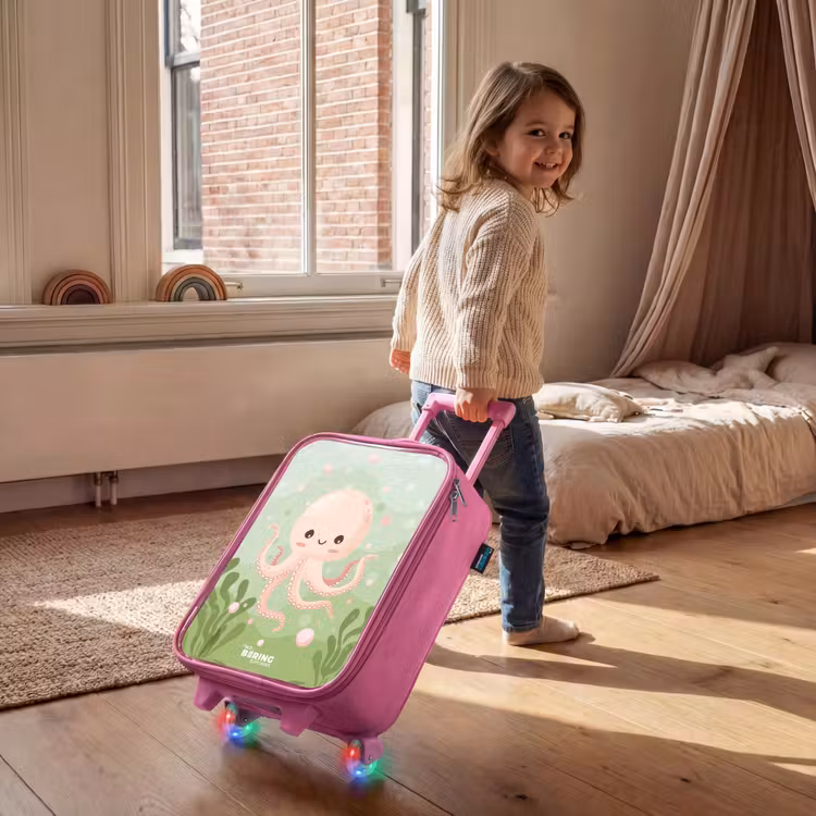 Roze octopus met een lach Kinderkoffer - Roze klein -sfeer1