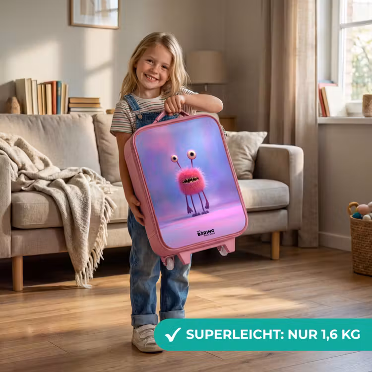 Roze harig monster met grote ogen Kinderkoffer - Roze klein -sfeer2_DE