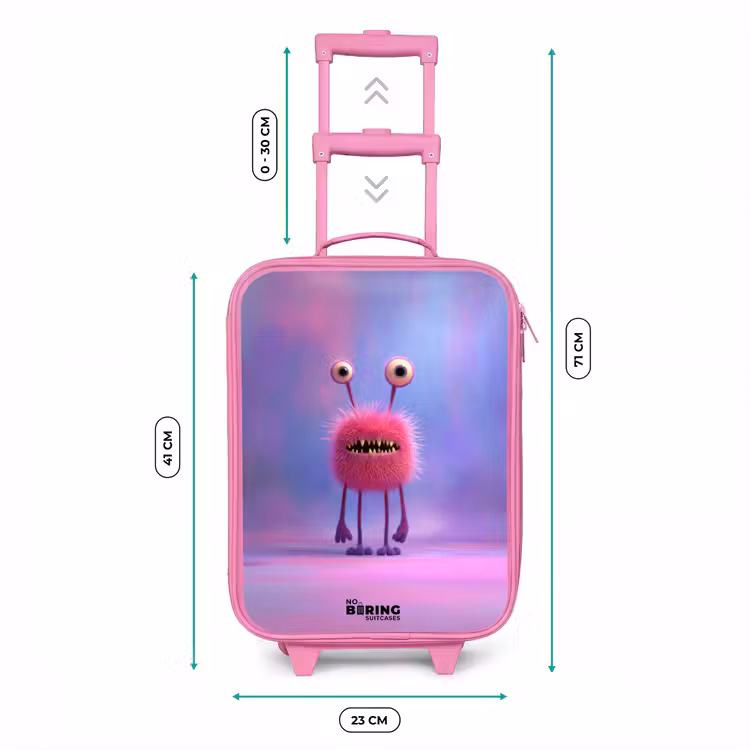 Roze harig monster met grote ogen Kinderkoffer - Roze klein -productfoto_formaten