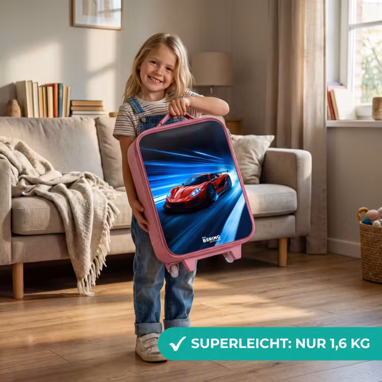 Rode racewagen in digitale snelheidswereld Kinderkoffer - Roze klein -sfeer2_DE