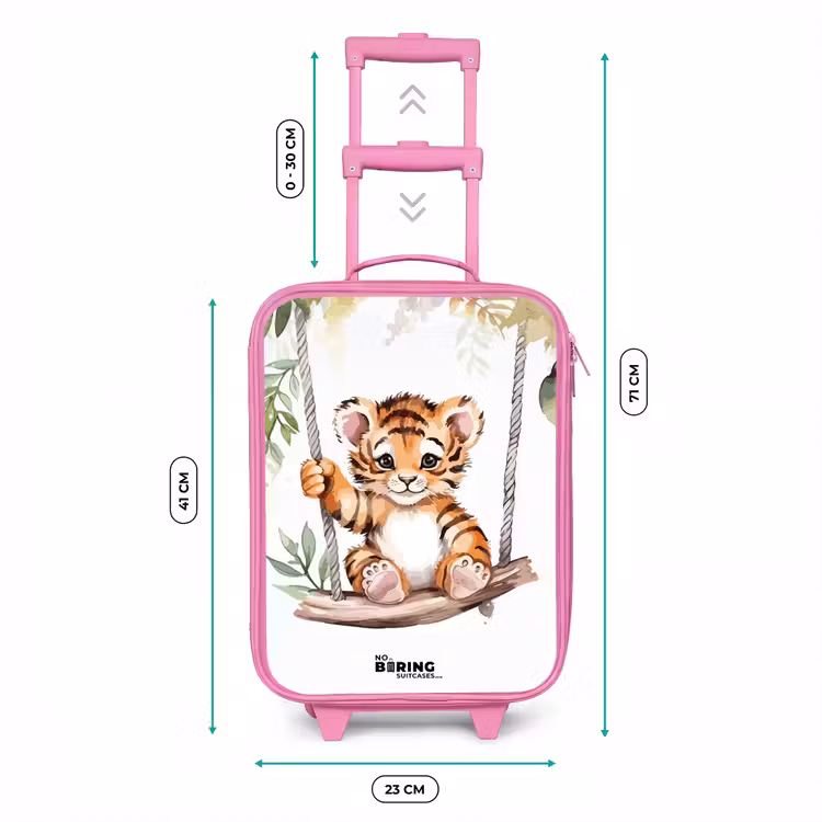 Schommelend tijgerwelpje waterverf tekening Kinderkoffer - Roze klein -productfoto_formaten