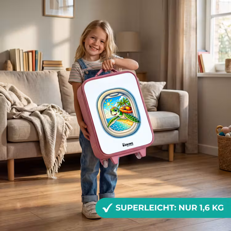 Schildpad bij een tropisch strand Kinderkoffer - Roze klein -sfeer2_DE