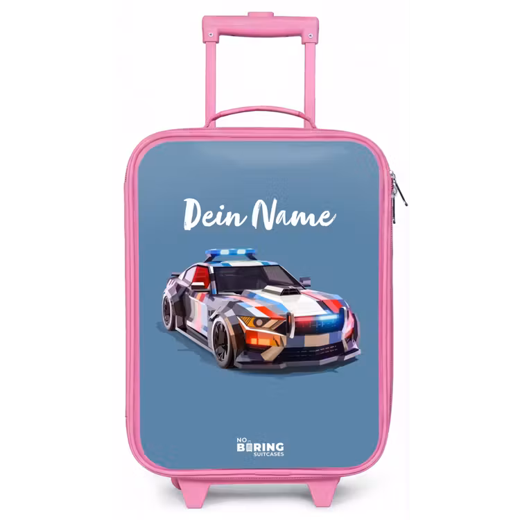 Pijlsnelle politieauto Kinderkoffer - Roze klein -zz3dotto