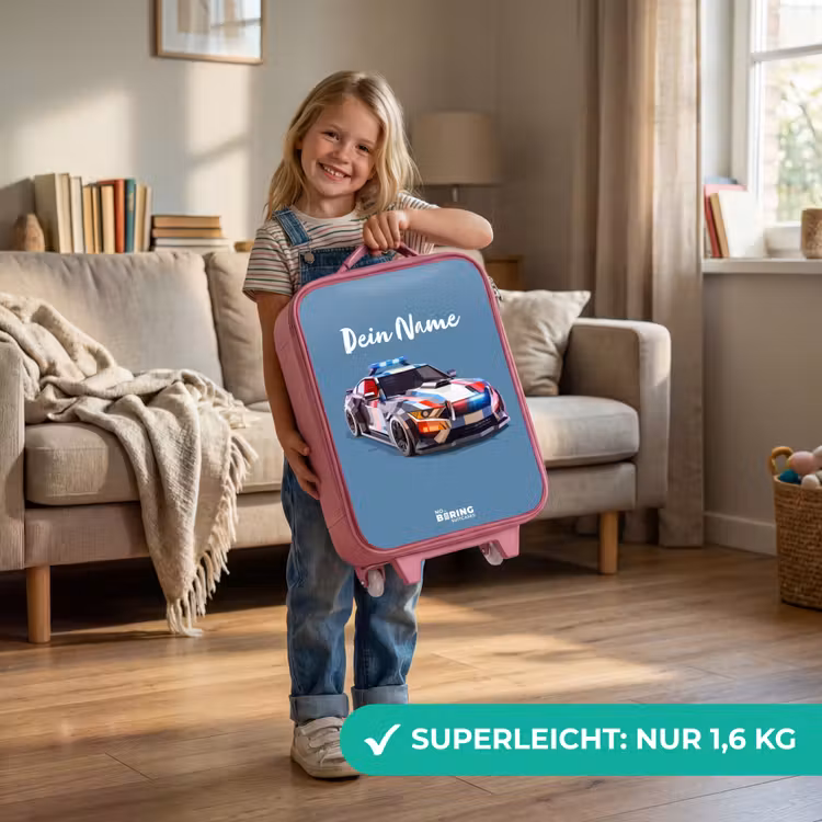 Pijlsnelle politieauto Kinderkoffer - Roze klein -sfeer2_DE