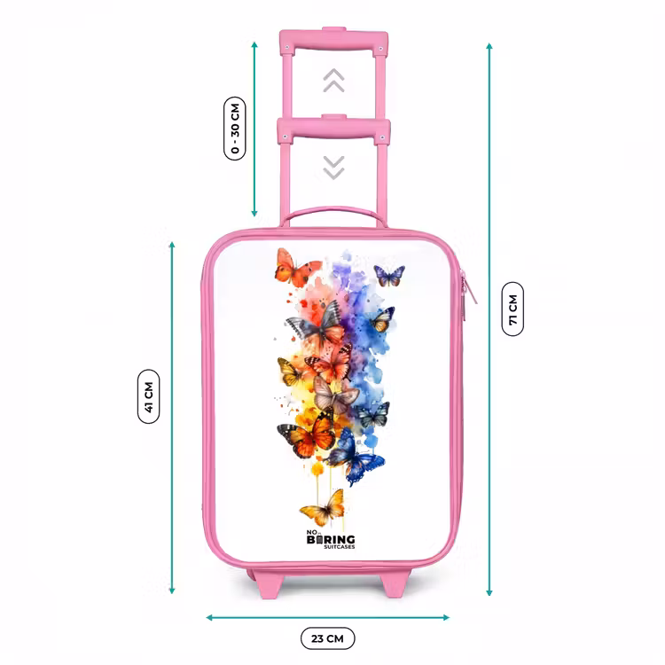 Vlinderzwerm Kinderkoffer - Roze klein -productfoto_formaten