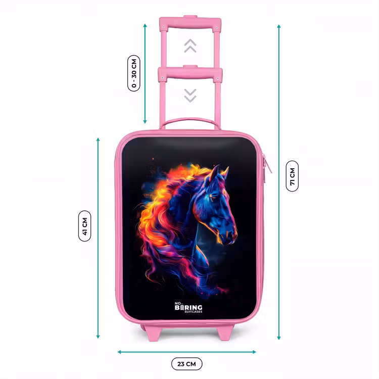 Zijaanzicht van een paard met vurige manen Kinderkoffer - Roze klein -productfoto_formaten