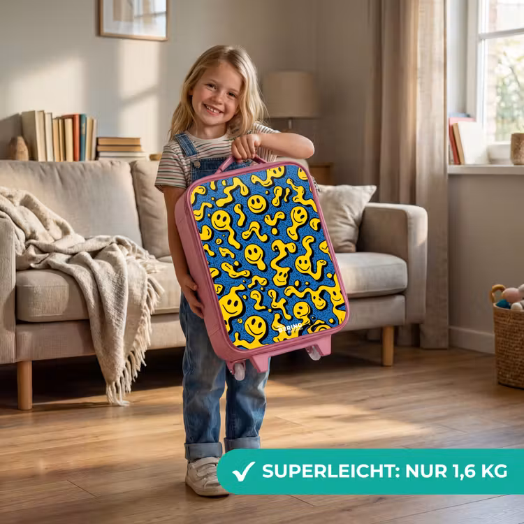 Smiley - Blauw - Geel Kinderkoffer - Roze klein -sfeer2_DE