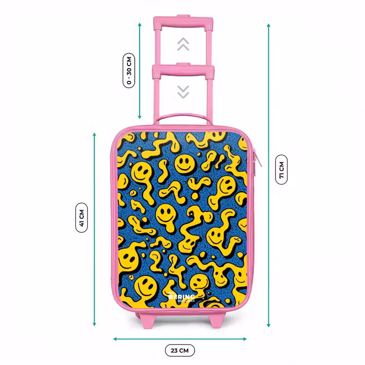 Smiley - Blauw - Geel Kinderkoffer - Roze klein -productfoto_formaten