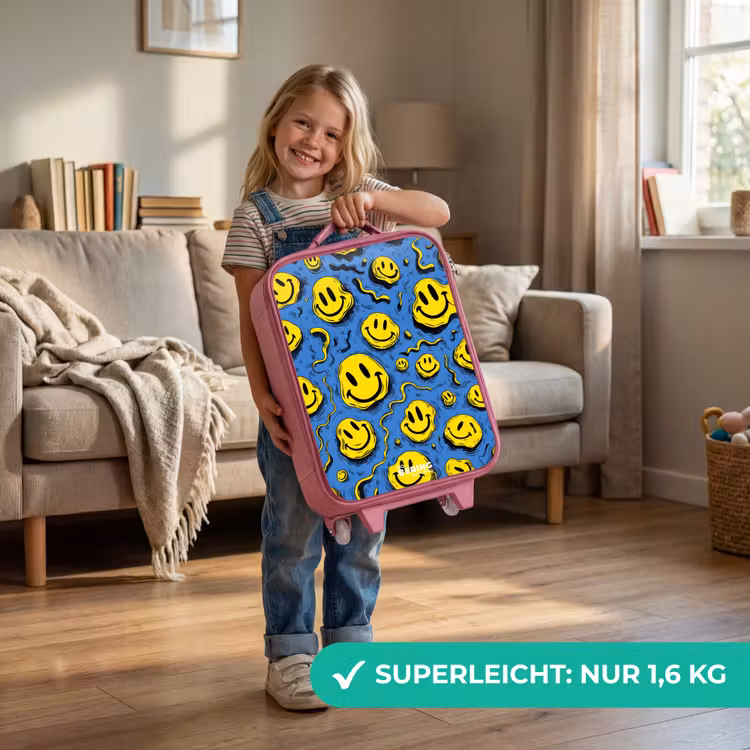 Smiley - Geel - Blauw Kinderkoffer - Roze klein -sfeer2_DE