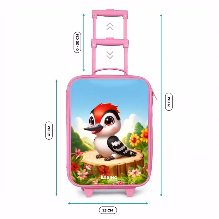 Specht op en boomstronk Kinderkoffer - Roze klein -productfoto_formaten