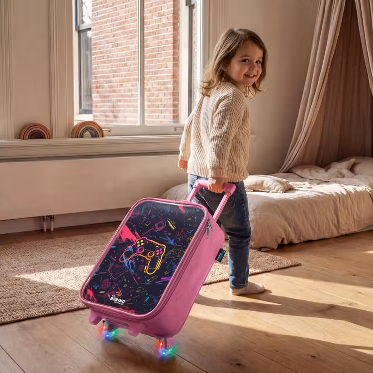 Gamerwereld in neonstijl Kinderkoffer - Roze klein -sfeer1