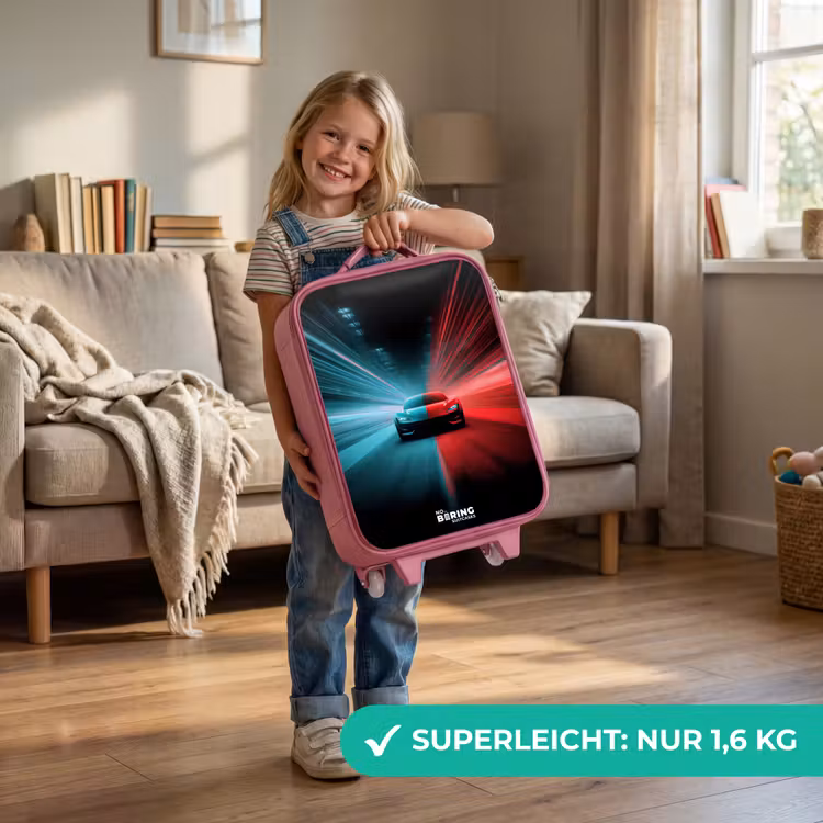 Sportwagen - Lichtstralen - Neon - Blauw Kinderkoffer - Roze klein -sfeer2_DE