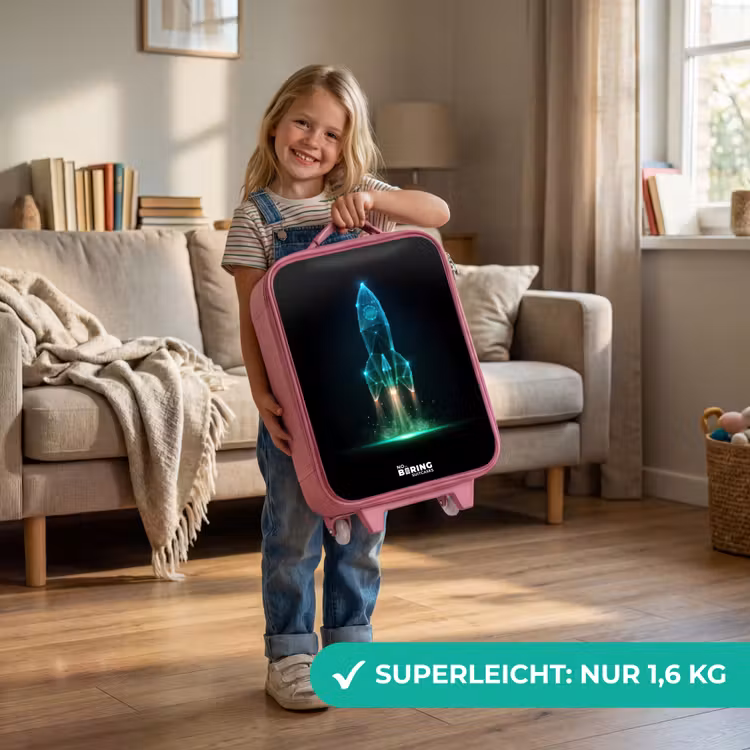 Lancerende raket in neonstijl Kinderkoffer - Roze klein -sfeer2_DE