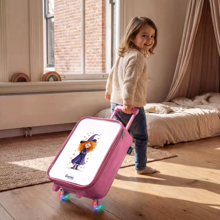 Sterrenmagie met krullen Kinderkoffer - Roze klein -sfeer1