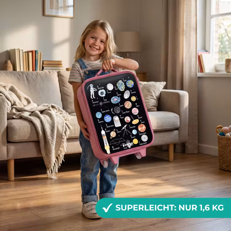 Alfabet in ruimte thema Kinderkoffer - Roze klein -sfeer2_DE