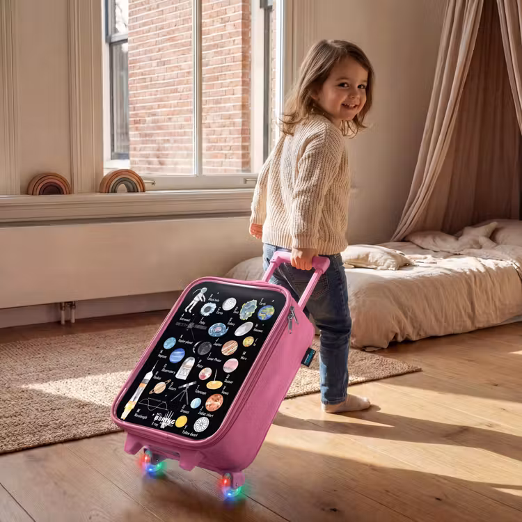 Alfabet in ruimte thema Kinderkoffer - Roze klein -sfeer1