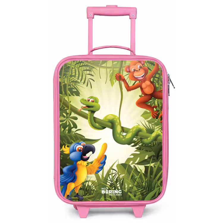 Dieren in de jungle Kinderkoffer - Roze klein -zz3dotto
