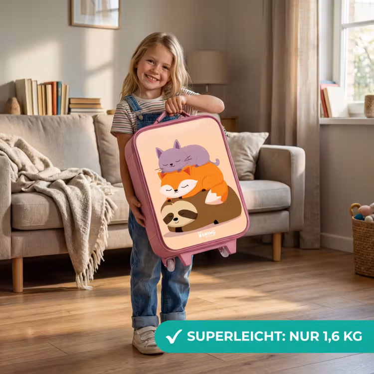 Dieren - Slapen - Samen Kinderkoffer - Roze klein -sfeer2_DE