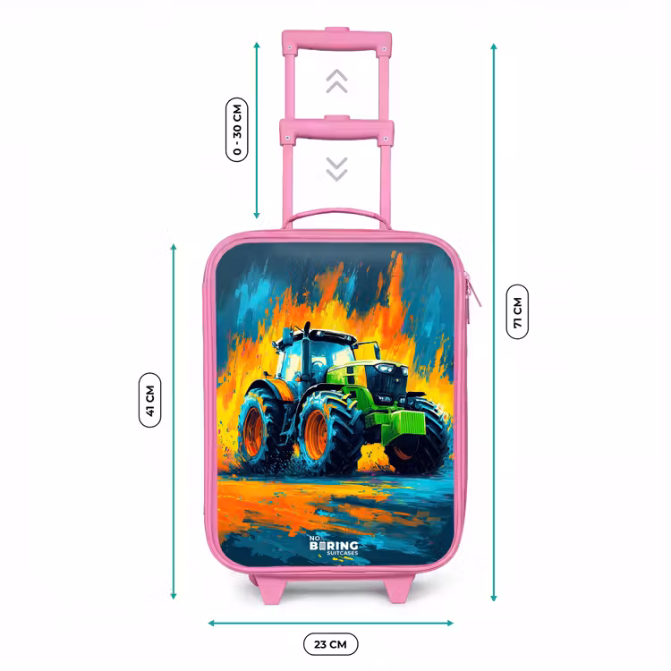 Tractor - Groen - Abstract - Penseelstreken Kinderkoffer - Roze klein -productfoto_formaten